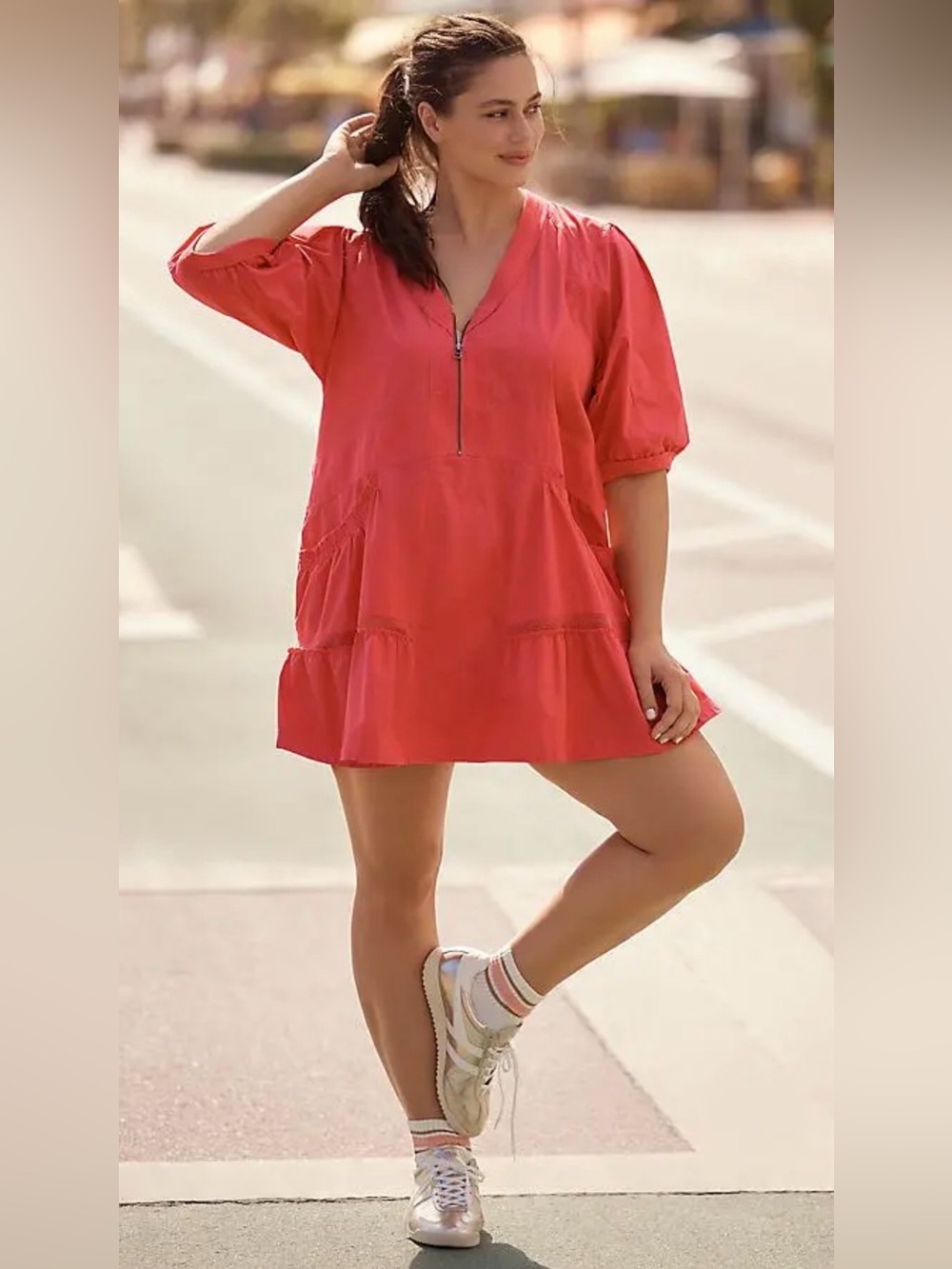 Daily Practice by Anthropologie Pink Relaxed Tiered Mini Dress Size Large P